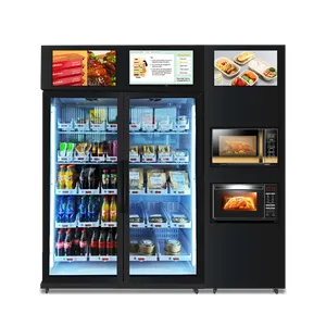 Micron smart fridge vending machine to sell pre made meal with screen and card reader. -18℃~20℃ adjustable cooling